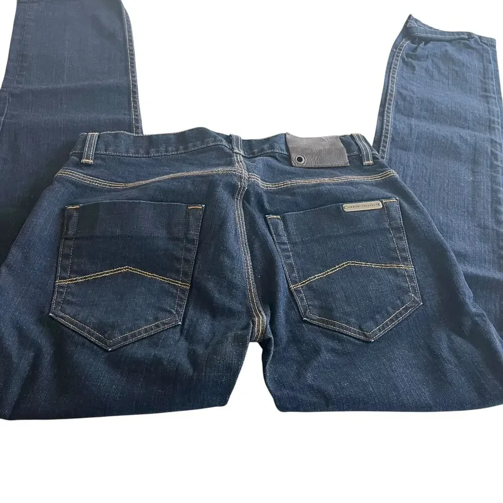 Armani Exchange Mid Rise Dark Wash Blue Denim Skinny Jeans Size 29 Short